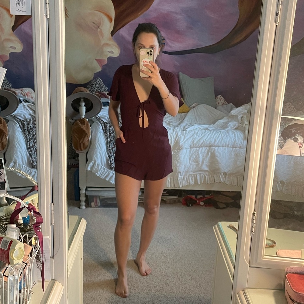Kendal and Kylie burgundy romper